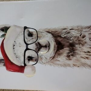 Llama Canvas Art with Santa Hat and Glasses